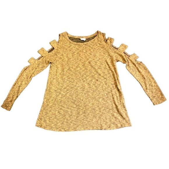 143 Story By Line Up Yellow Crew Neck Sweater Sleeve Cutouts - Picture 1 of 7